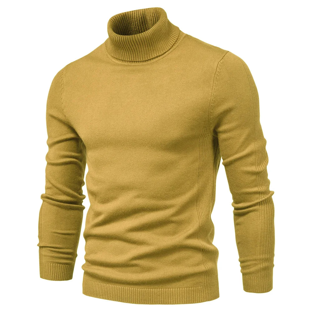 Pull à col roulé pour homme coupe slim élégant