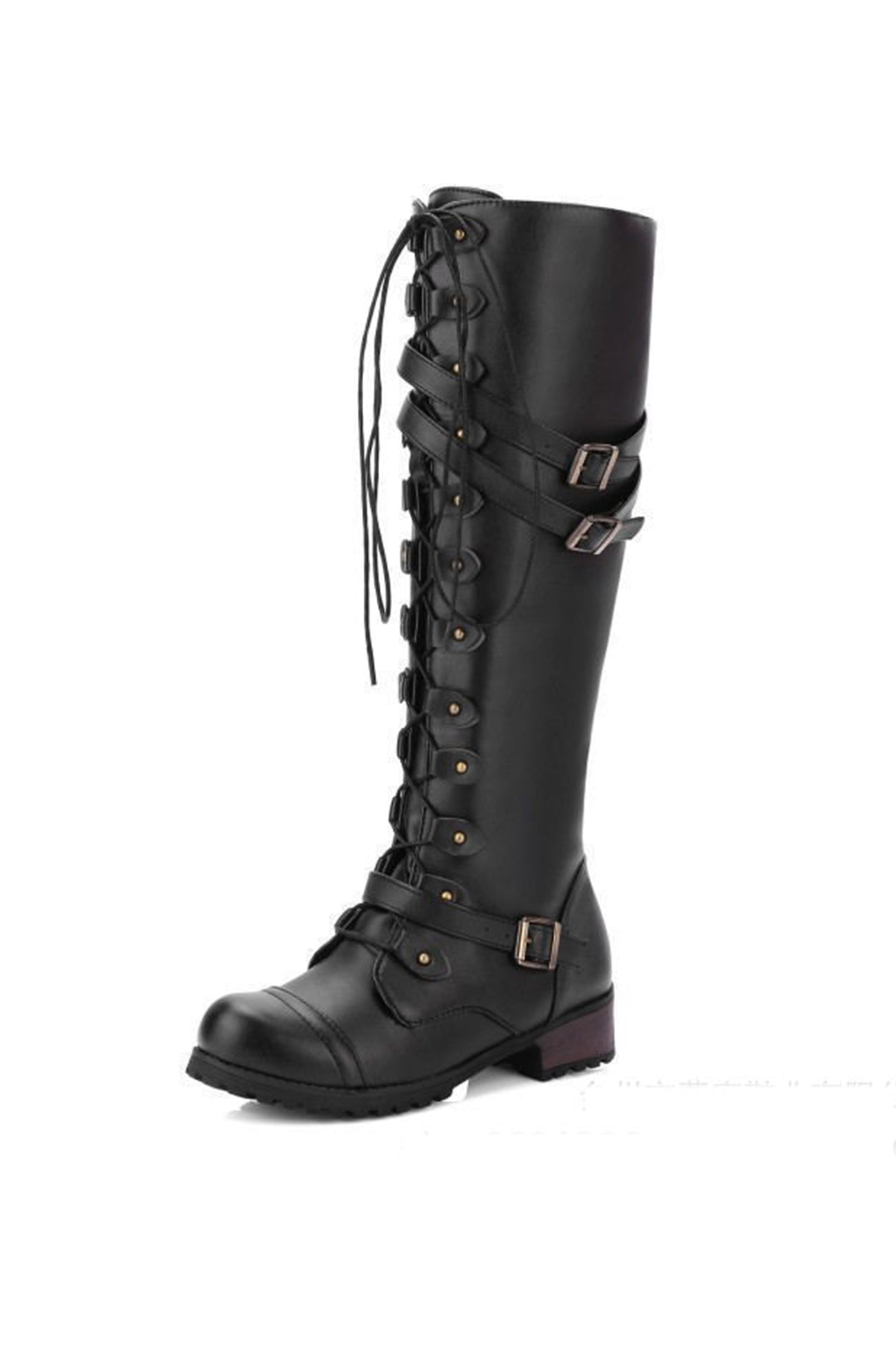 Bottes de chevalier cloutées avec boucle de ceinture