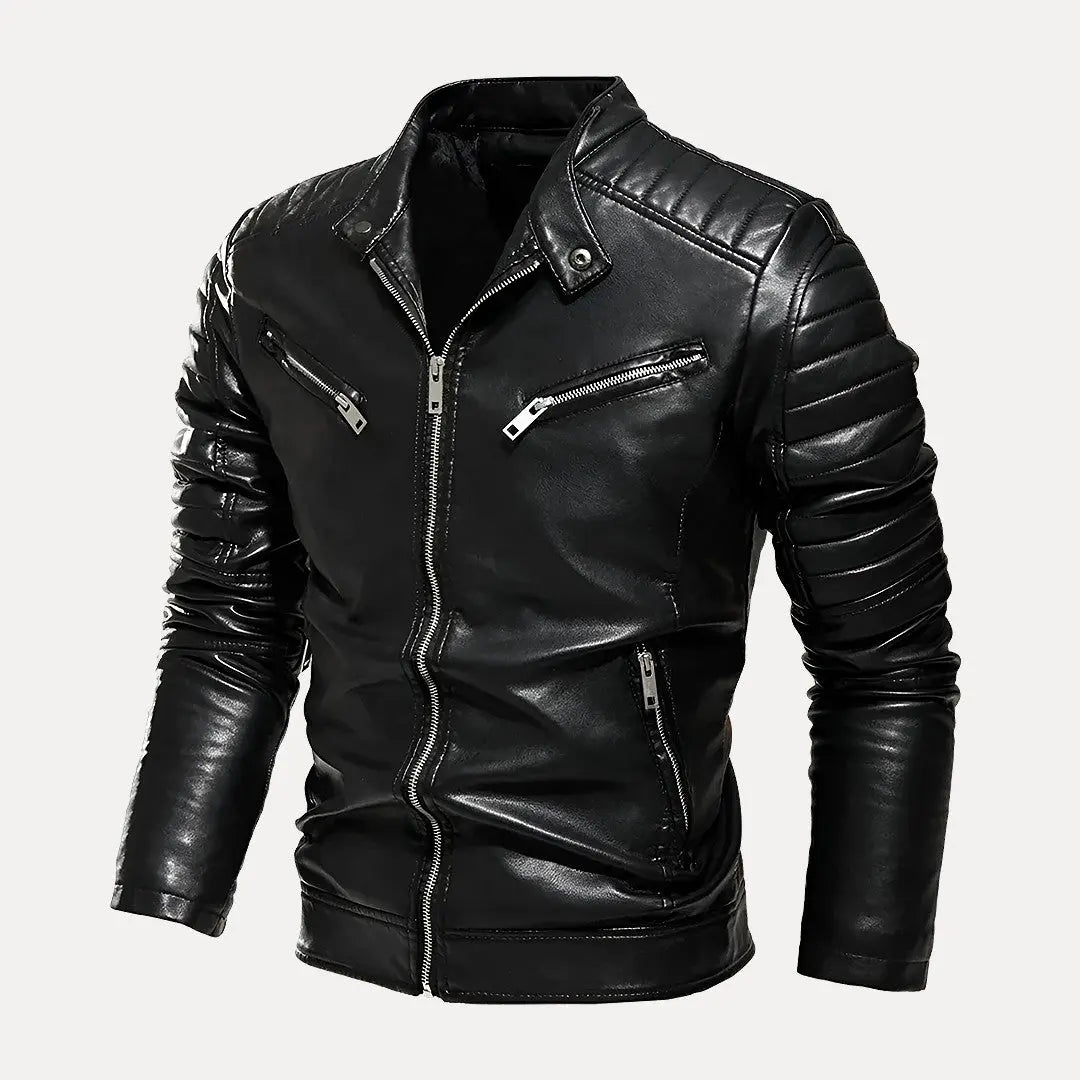 Blouson moto en cuir pour hommes Style