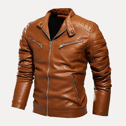 Blouson moto en cuir pour hommes Style