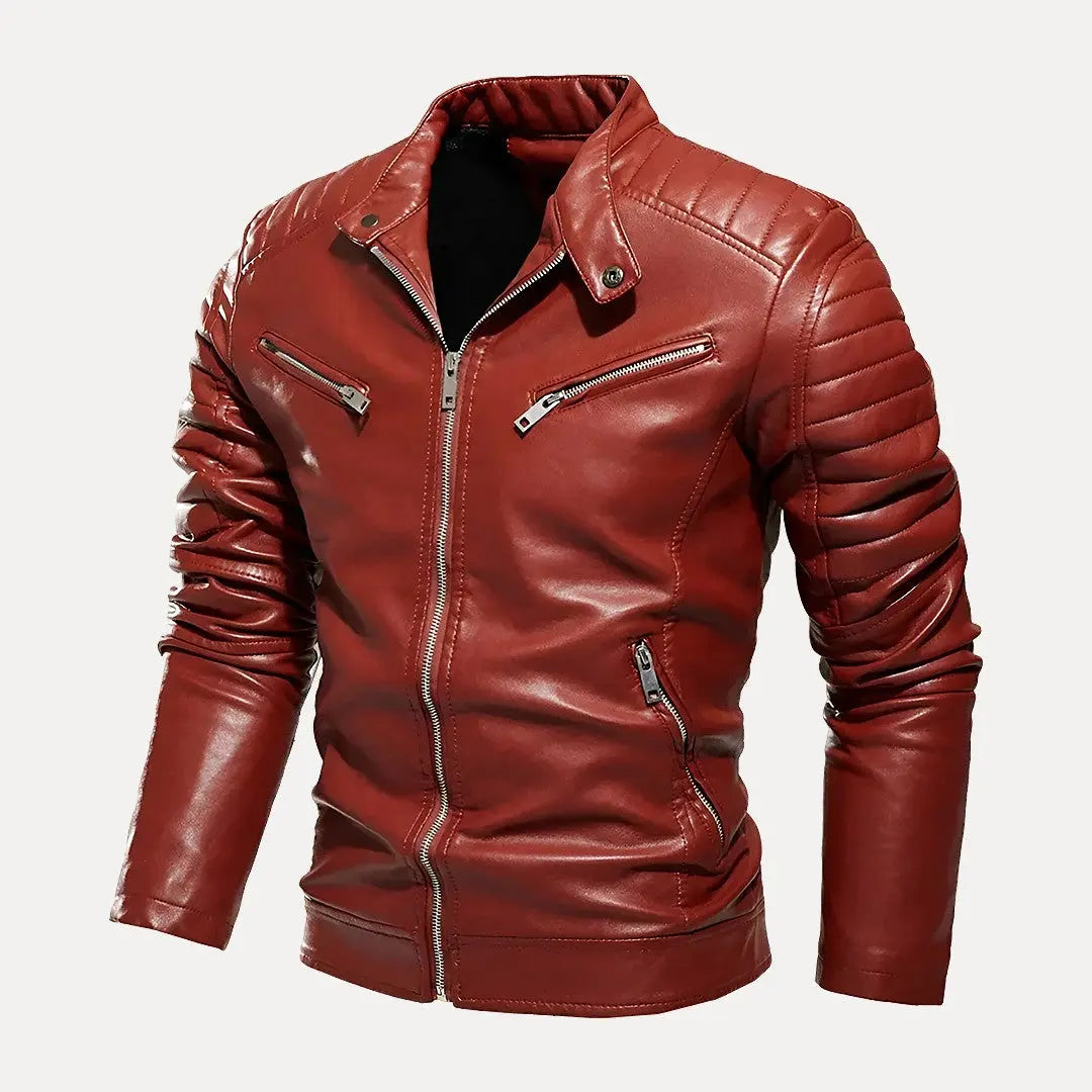 Blouson moto en cuir pour hommes Style