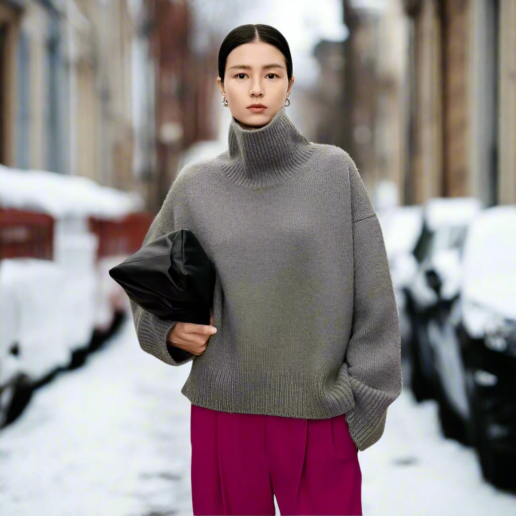 Pull-overs en laine souple Femme Oversize Chaud