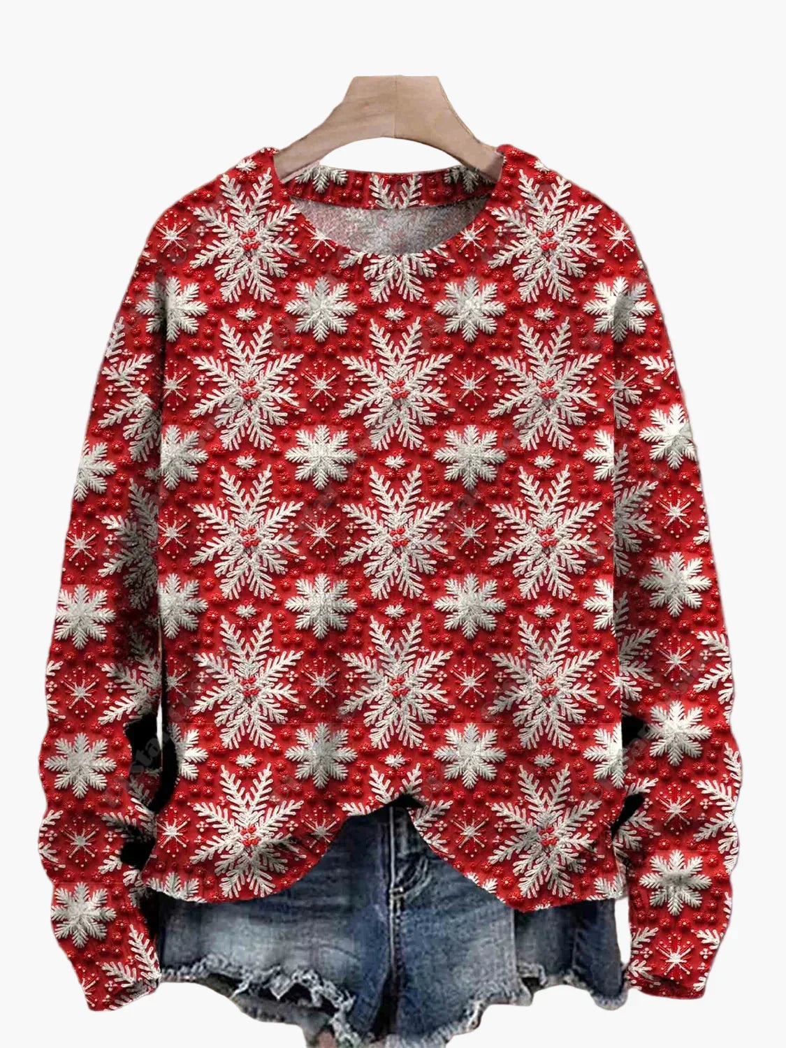 Pull de Noël festif brodé en 3D