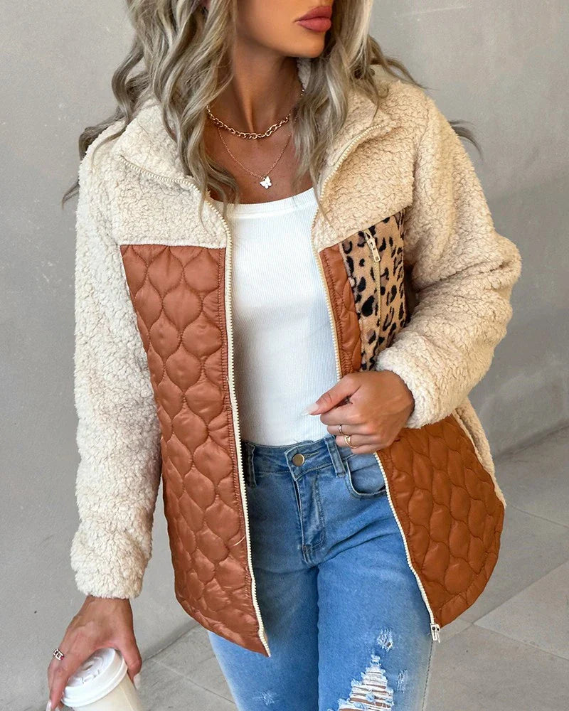 Veste polaire femme avec motif animalier tendance