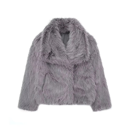 Manteau oversize en fausse fourrure pour femmes
