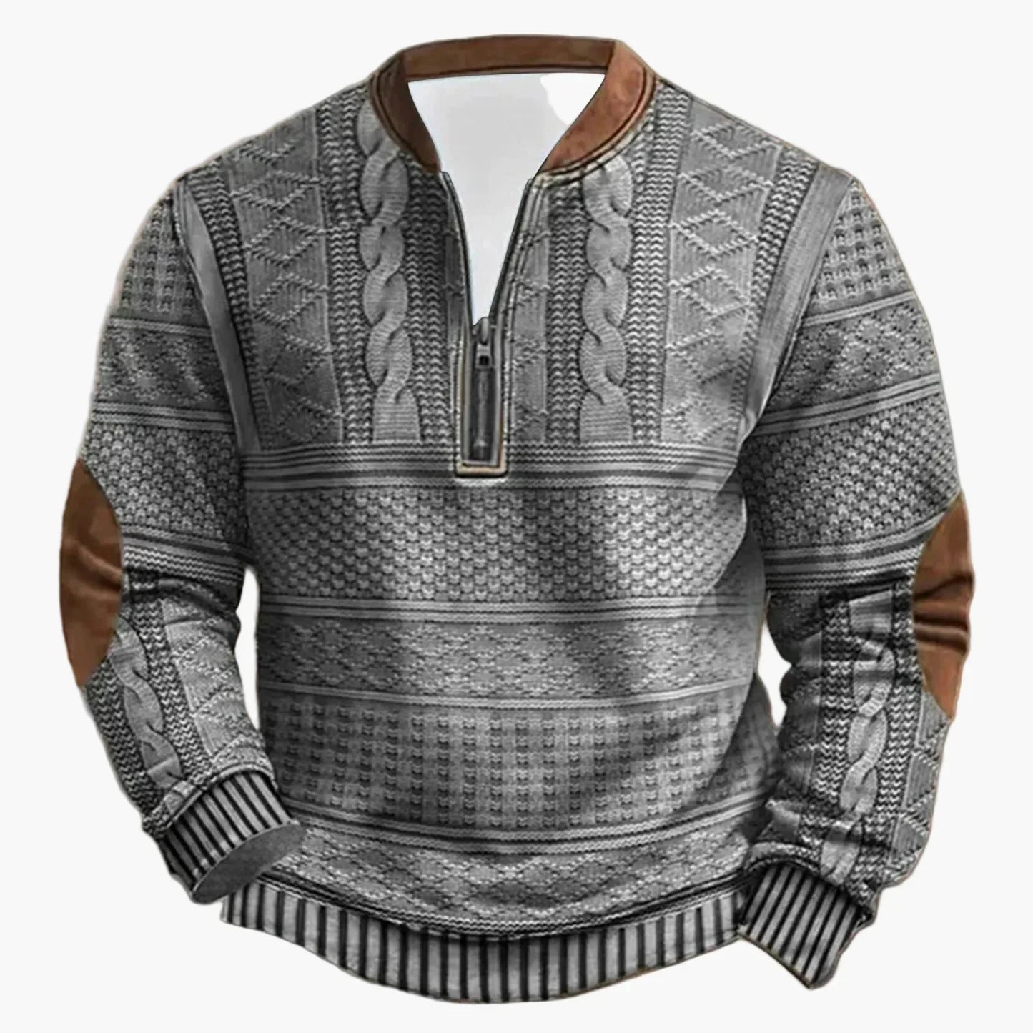 Pull d'extérieur confortable col montant zippé