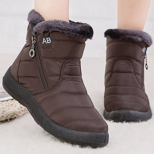 Warme Schneestiefel Knöchelhöhe Wasserfest Plüsch gefüttert - IdealeKleiden