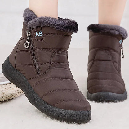 Winterstiefel Damen Knöchelhoch Wasserfest Plüschfutter - IdealeKleiden