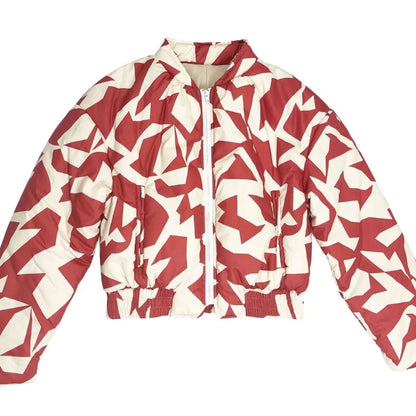 Manteau court stylé, imprimé et matelassé