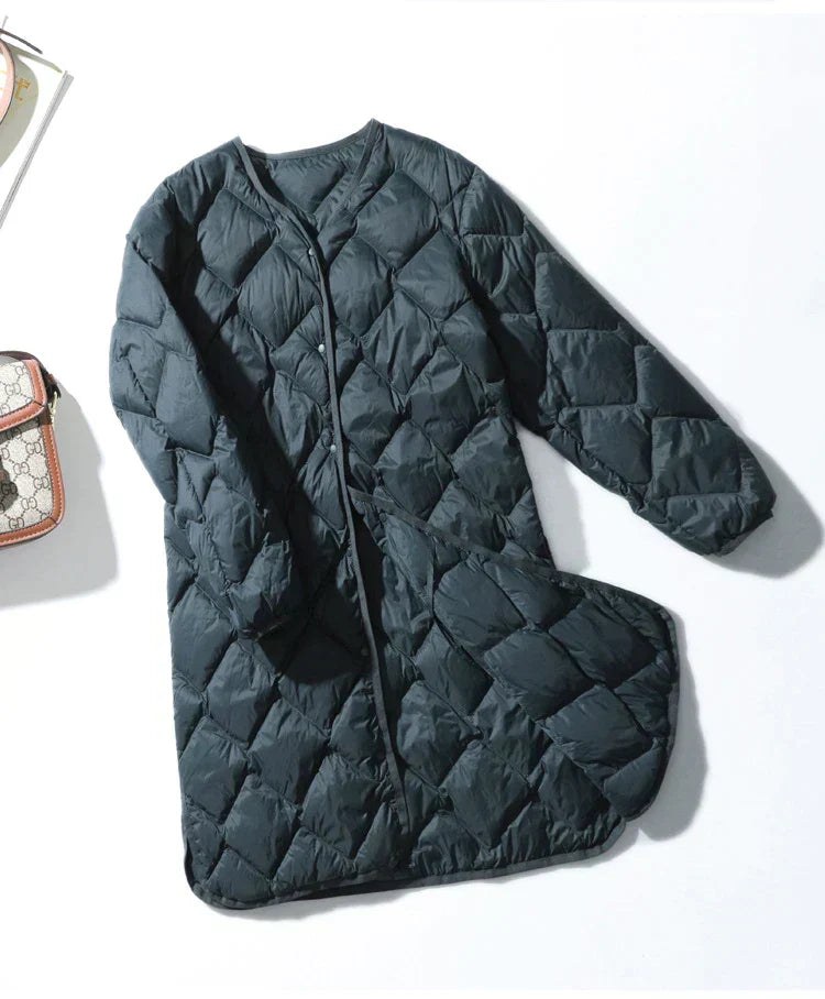 Manteau d'hiver long pour femme avec fermeture éclair