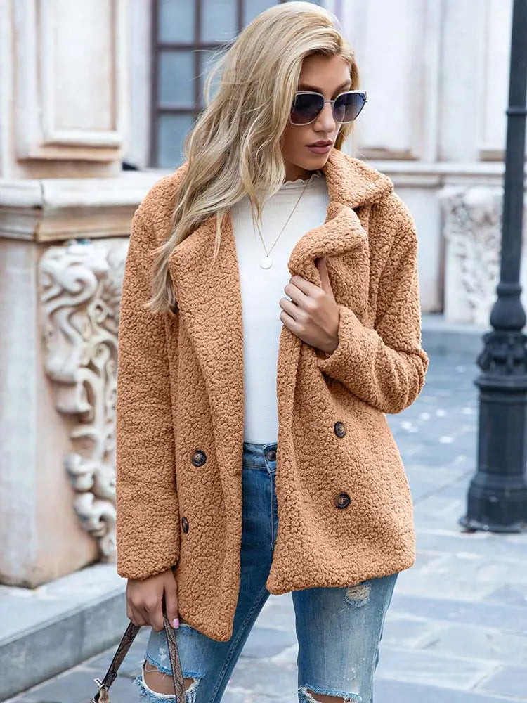 Veste douce femme Manteau Teddy Hiver