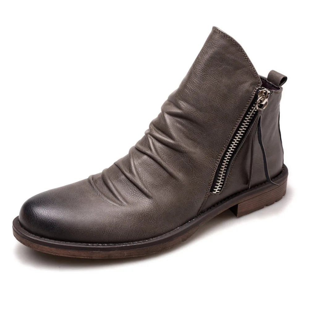 Boots Chelsea homme en cuir véritable noir élégant