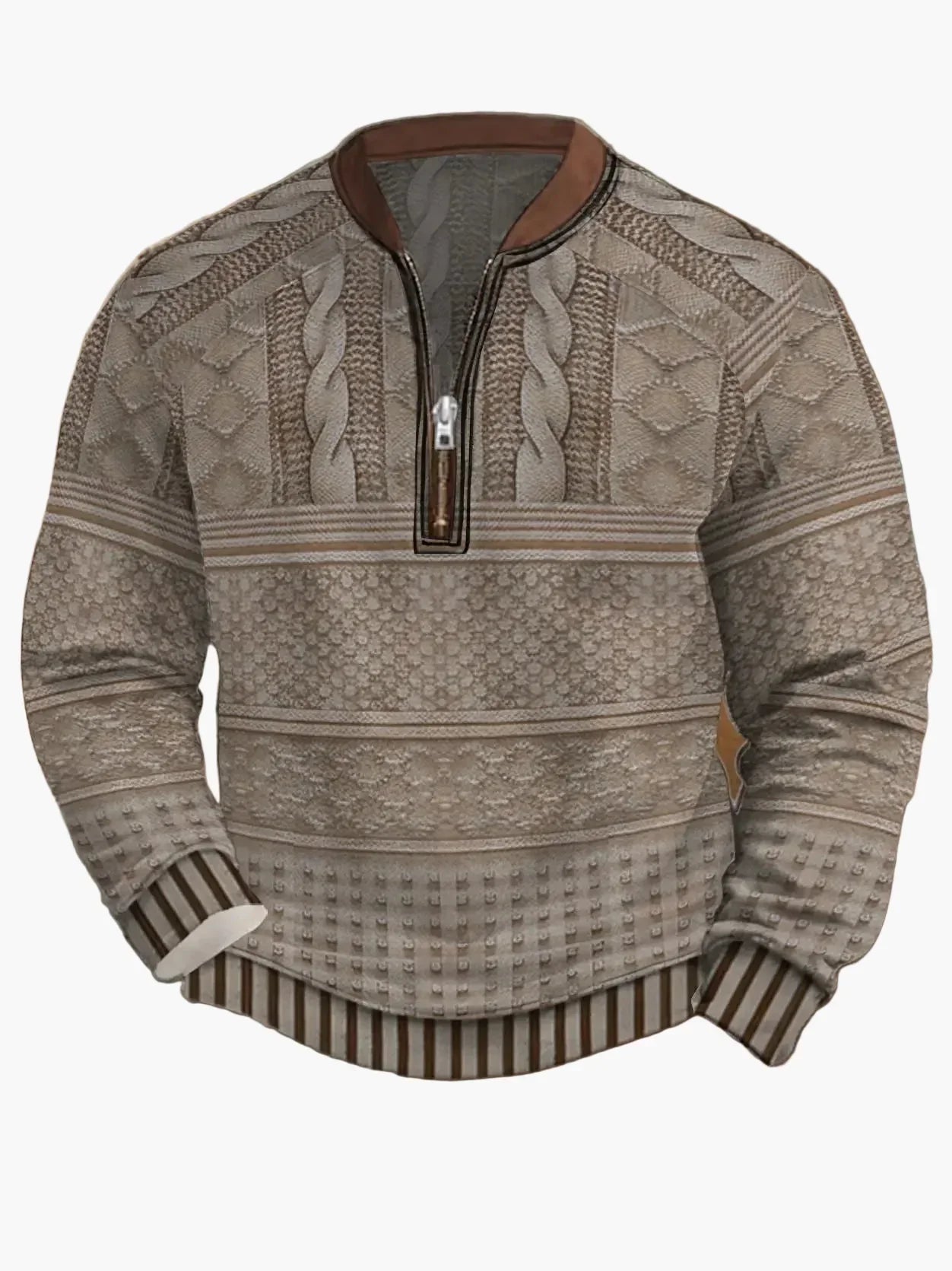 Pull en tricot zippé moderne pour homme