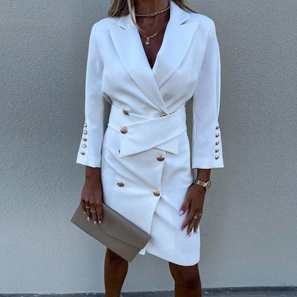 Robe blazer élégante double boutonnage pour femme