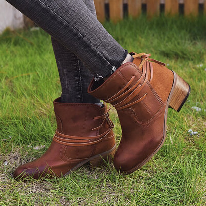 Bottines rétro à bout rond