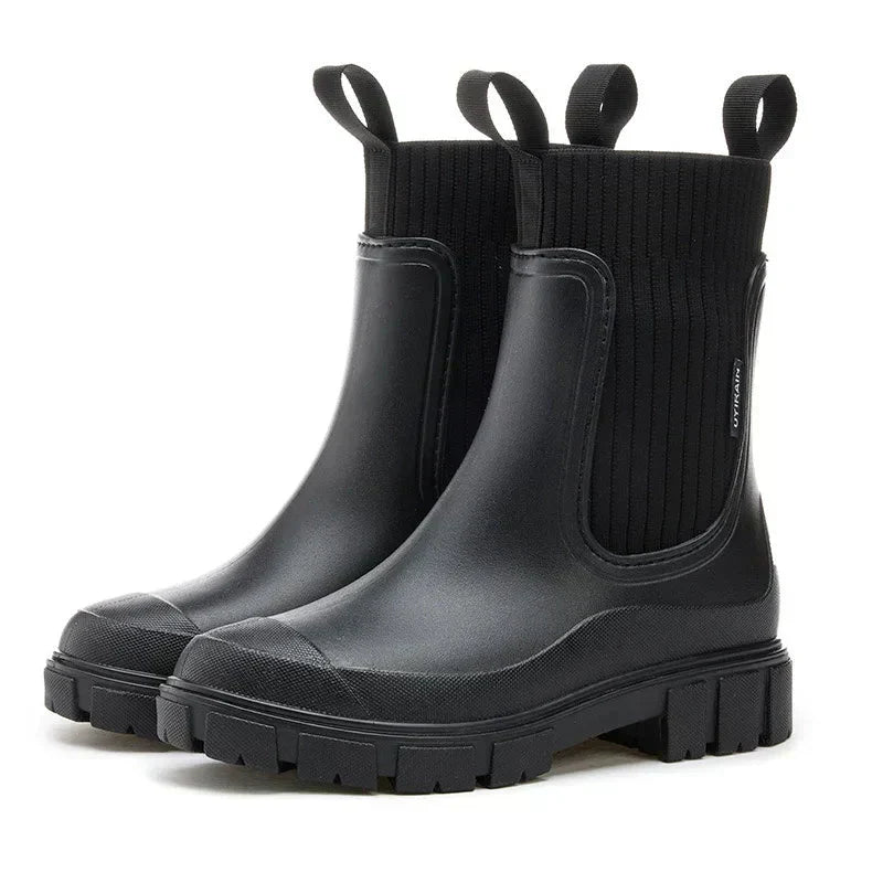 Bottes en caoutchouc imperméables pour femme, chaudes, isolées et antidérapantes