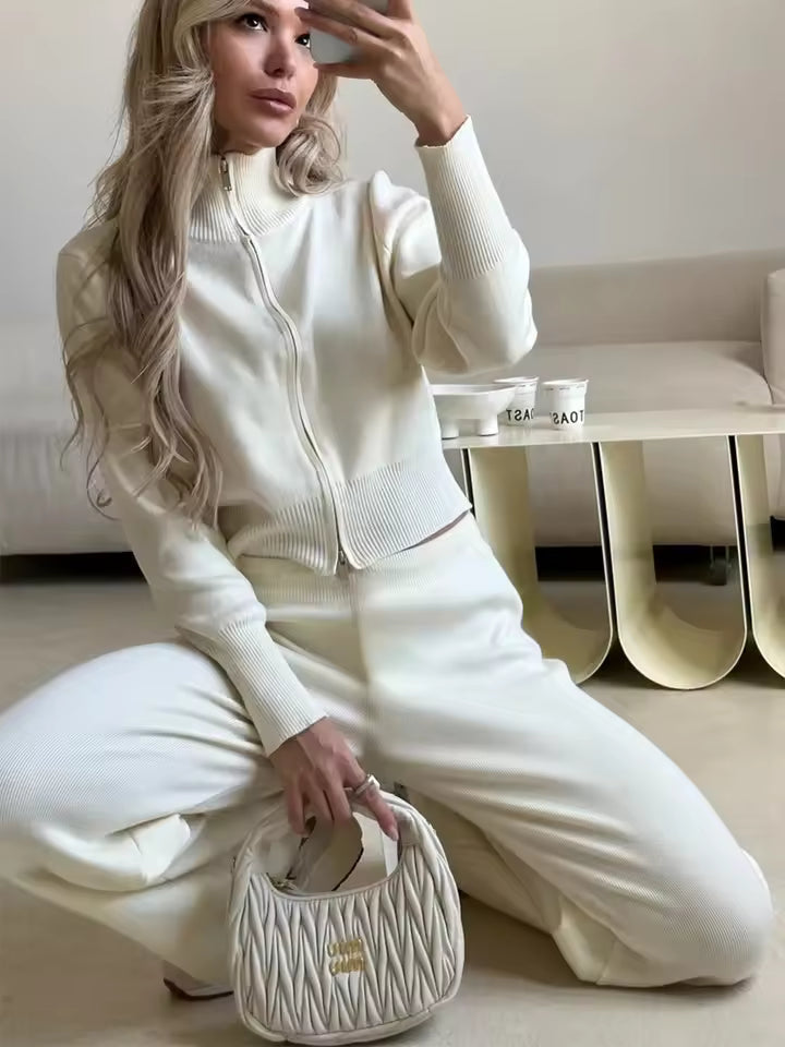 Damen Lounge Set 2-teilig mit Reißverschlussjacke - IdealeKleiden