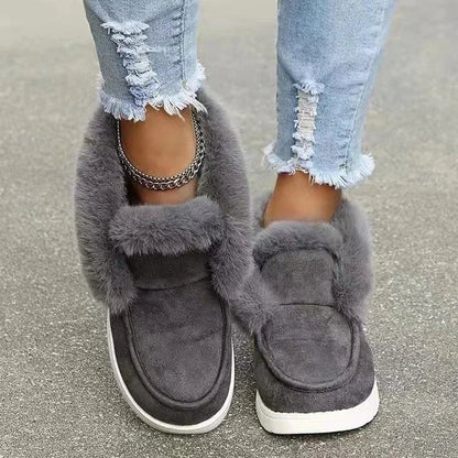 Bottines en velours doux pour femme, doublure en peluche et fourrure