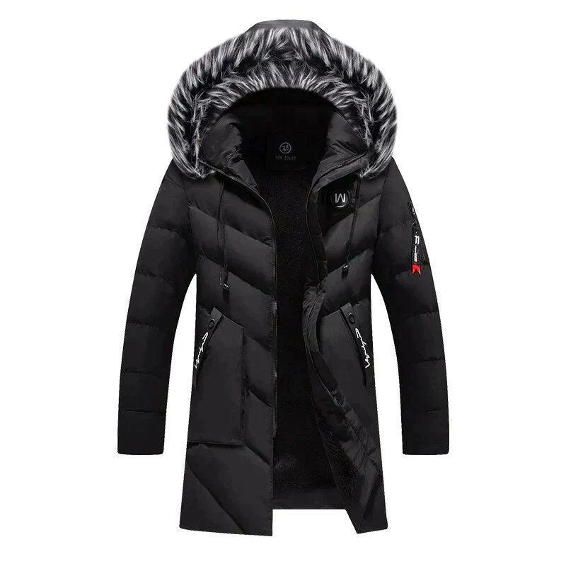 Parka d'hiver long pour homme, douillet, avec capuche