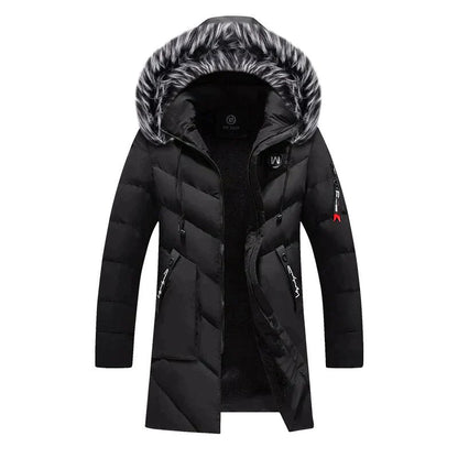 Parka d'hiver long pour homme, douillet, avec capuche
