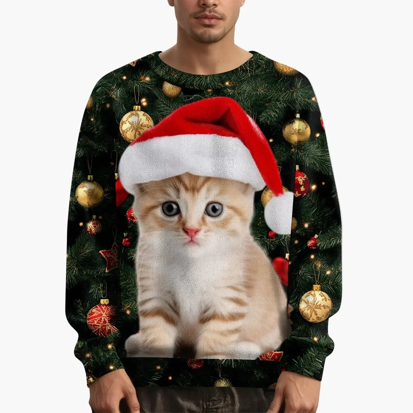 Pull de Noël motif chat Festif