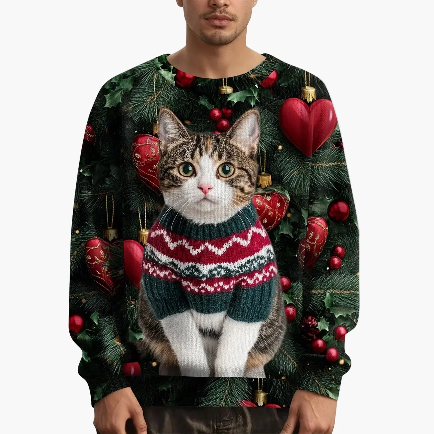Pull de Noël motif chat Festif