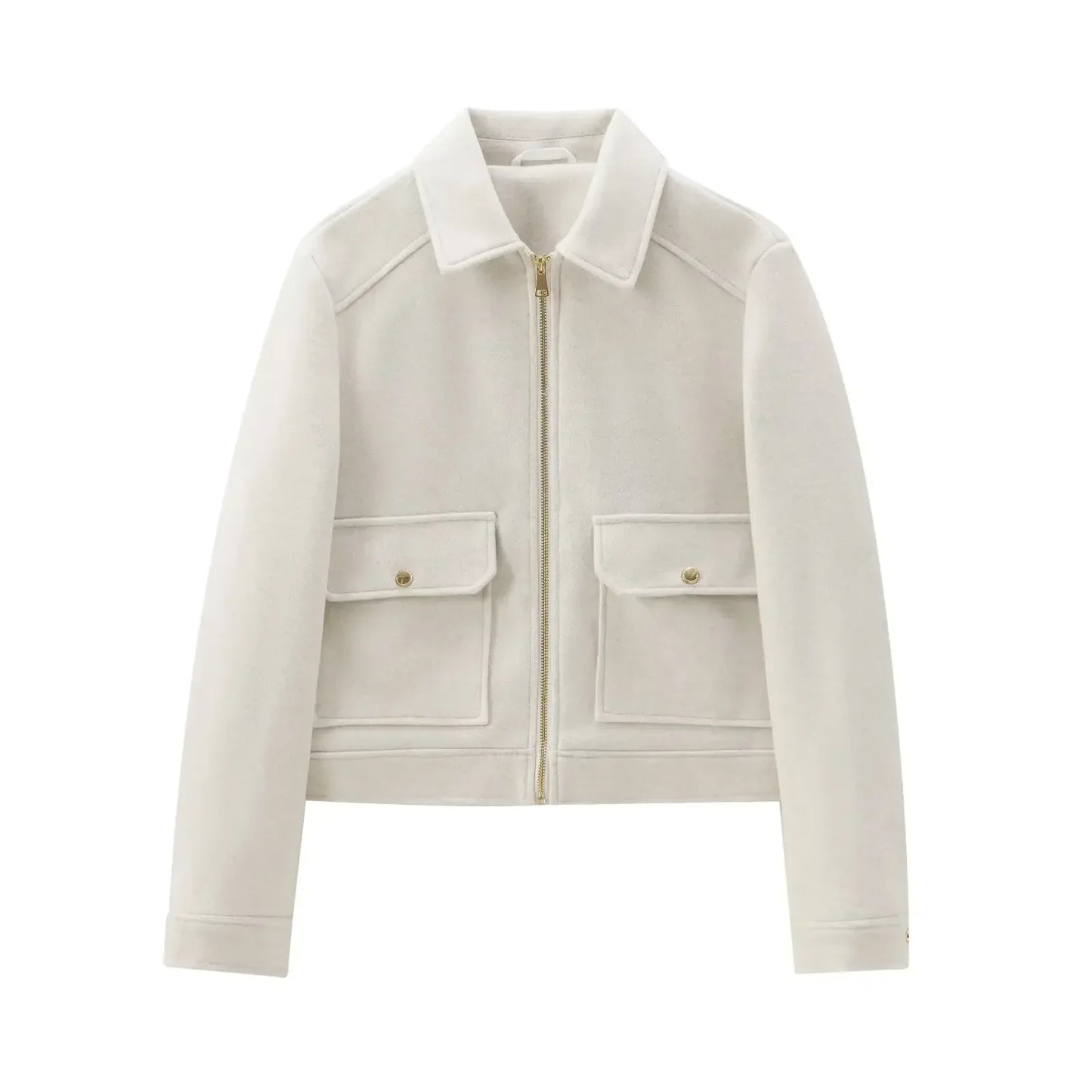 Blouson d'hiver pour femme zippé en mélange de laine