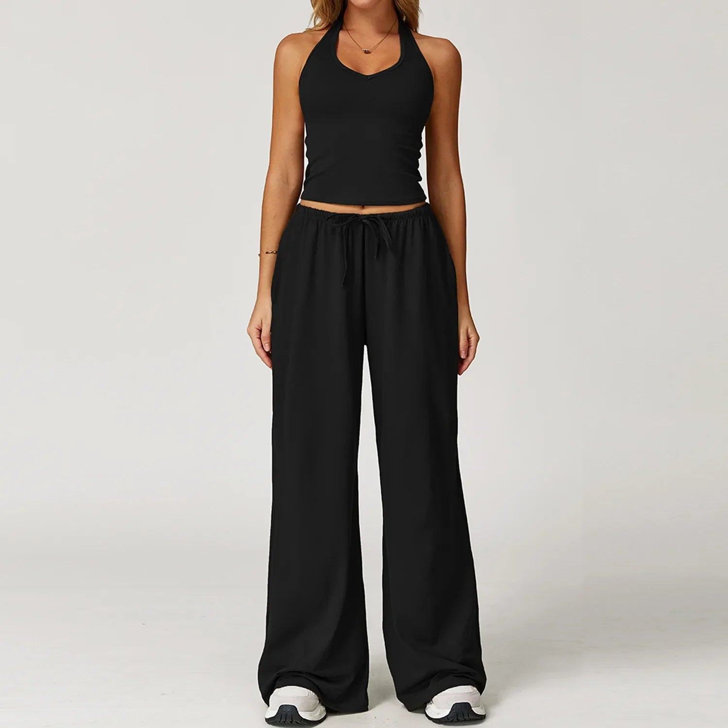 Damen Lounge Set Crop Top Komfort - IdealeKleiden