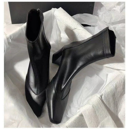 Bottes élégantes pour femmes à talons hauts et bouts carrés