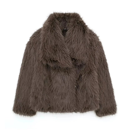 Manteau oversize en fausse fourrure pour femmes