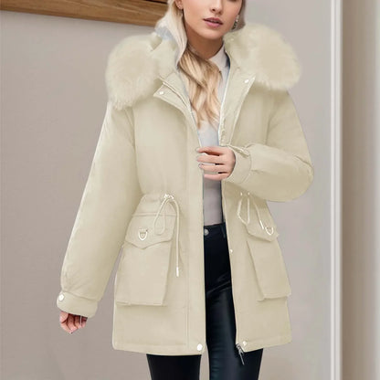 Coupe-vent d'hiver femme, capuche, fermeture éclair, poches