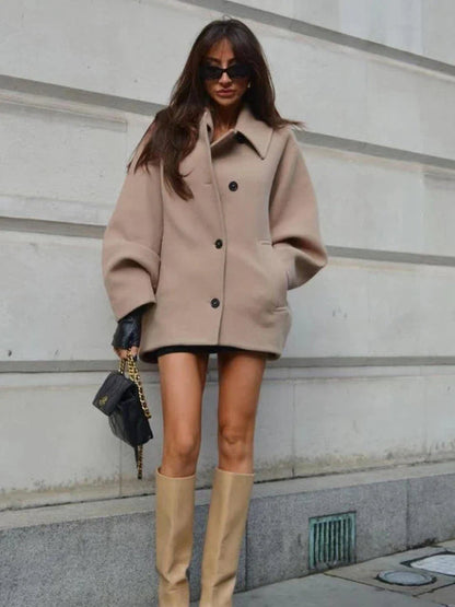 Veste oversize manches courtes boutonnée
