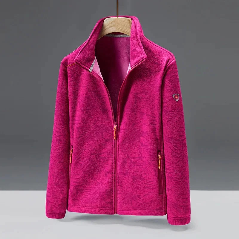 Veste en polaire douce avec col montant et fermeture éclair