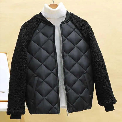 Veste Courte Femme Hiver Effet Peau de Mouton Légère