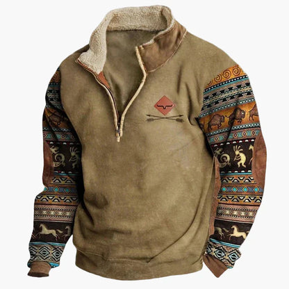 Pull élégant look western motif ethnique outdoor