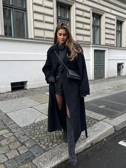 Manteau en laine oversize chaud élégant