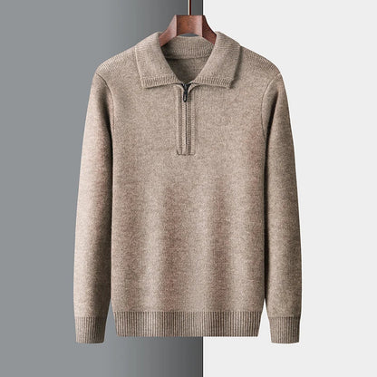 Pull en tricot pour homme, hiver chaud, demi-zip