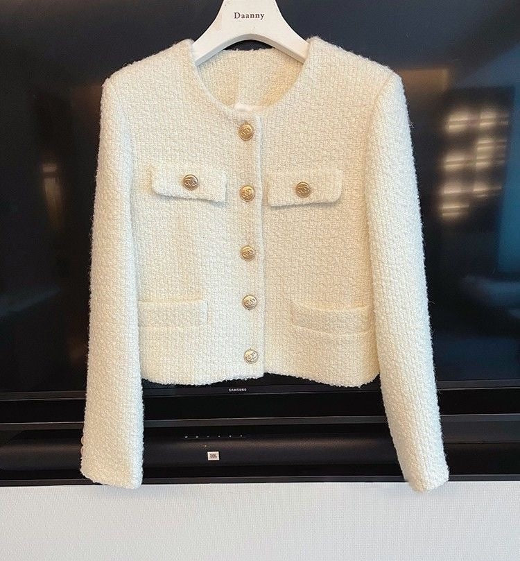 Veste en tweed col rond chic pour femme