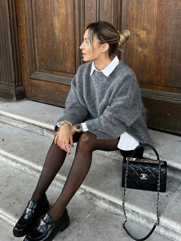 Grand pull tricoté Écharpe oversize femme