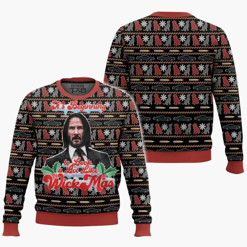 Pull de Noël amusant Motif fantaisie Wick-Mas