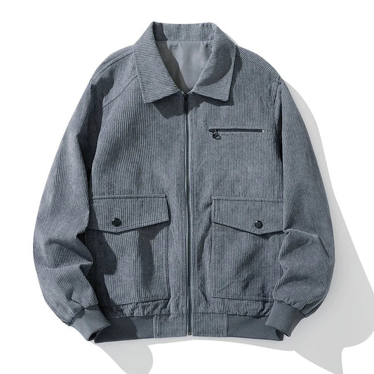 Herren Cordjacke Reißverschluss Vintage Look - IdealeKleiden