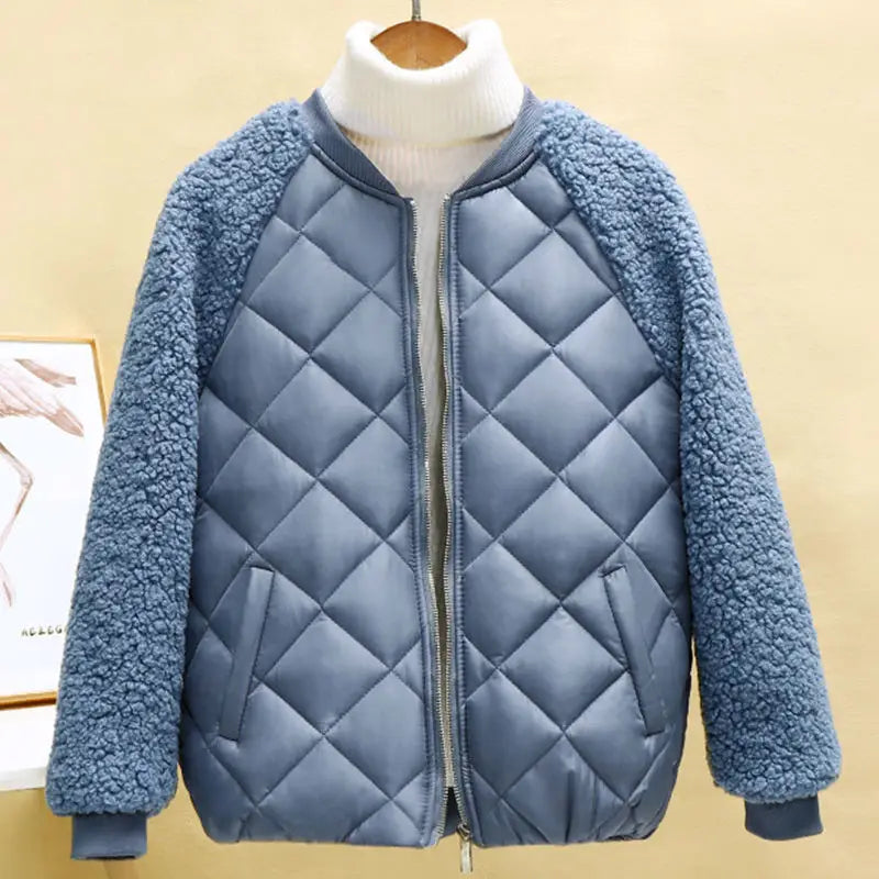 Veste Courte Femme Hiver Effet Peau de Mouton Légère