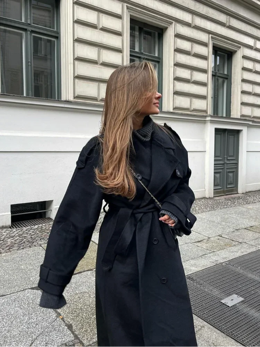 Übergroßer Wollmantel Warm Elegant - IdealeKleiden