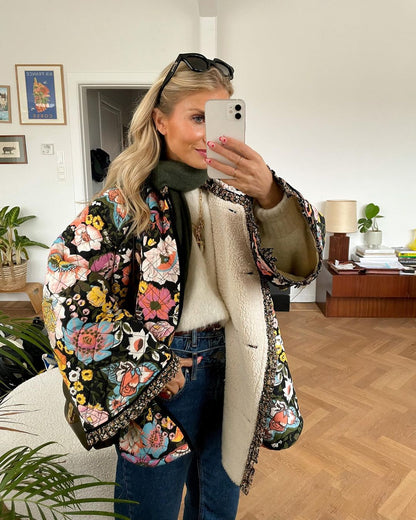 Manteau élégant pour femme Imprimé floral moderne