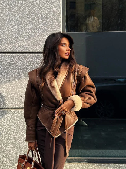 Veste en cuir élégante style femme