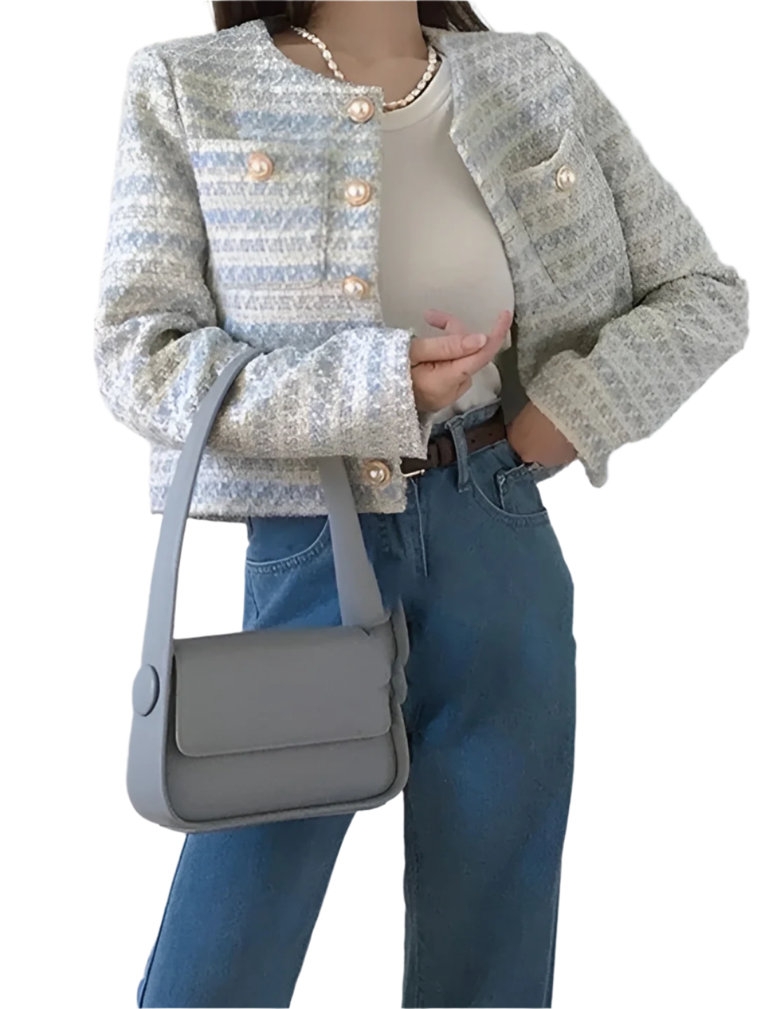 Blazer élégant en tweed moderne pour femme
