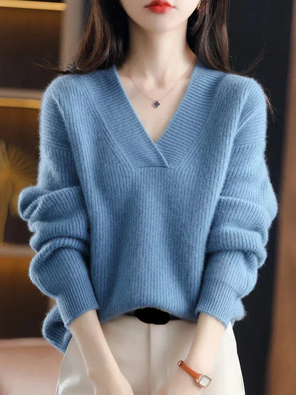 Pull femme Col V Manches Longues Tricot