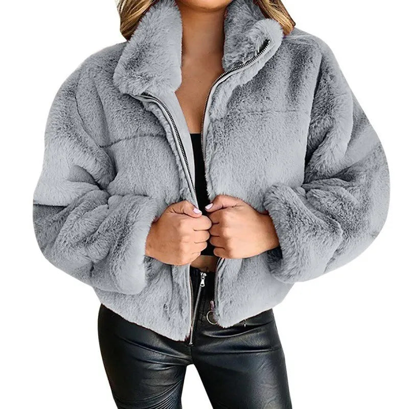 Veste oversize en fausse fourrure Col montant Doux