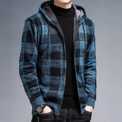 Manteau à carreaux stylé pour homme avec capuche