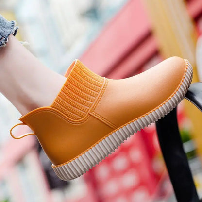 Bottes imperméables pour femme aspect tricot antidérapantes